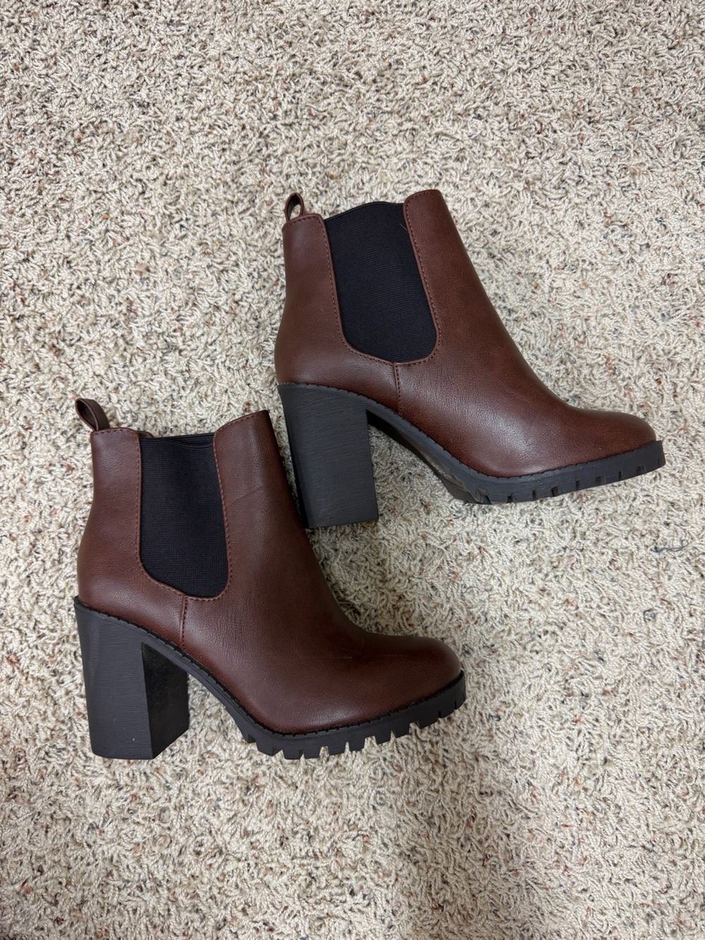 Brown and Black Heeled Chelsea Boots